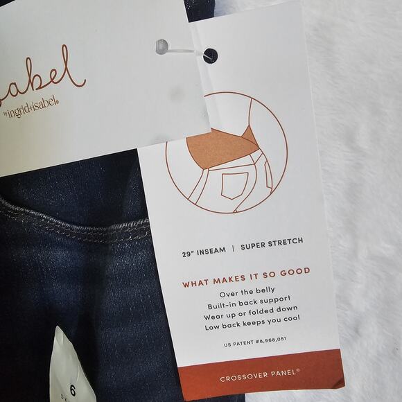 NWT Isabel Maternity Womens Jeans 6 Skinny Super Stretch Back Support 29 inseam - Picture 9 of 15